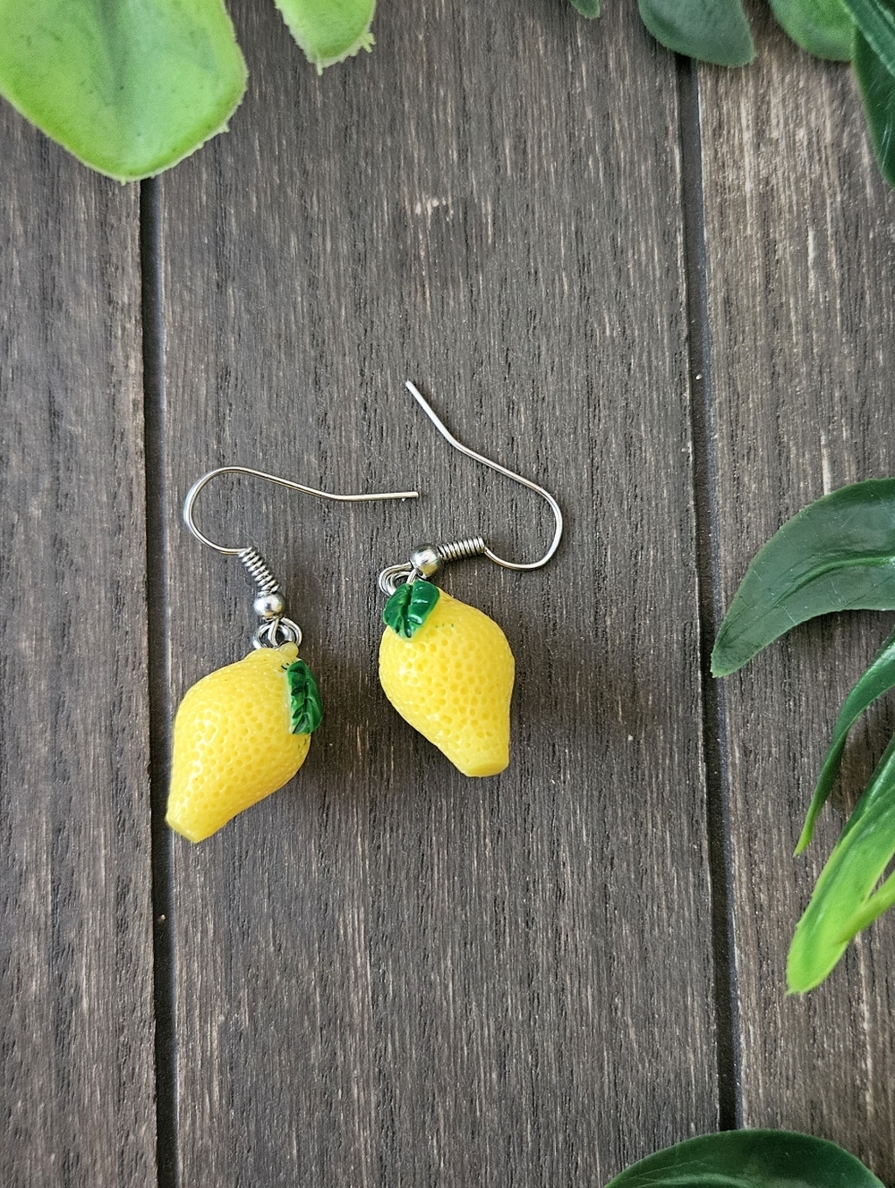 Lemon Plastic Earrings, Foodie Gift